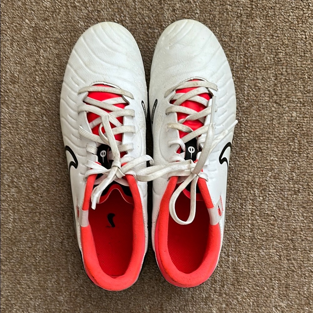 Nike White and Pink Soccer Cleats